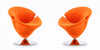 Tulip Modern Velvet Swivel Lounge Chair in Orange - Set of 2 