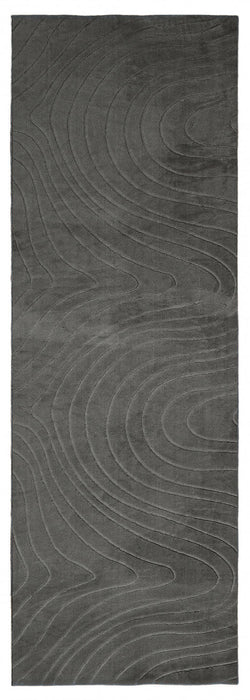 Somos Contemporary Charcoal Washable Rug 1'10\" x 6'0\" Indoor Area Rug 