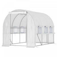 Outsunny 10' X 6.6' X 6.6' Walk-in Tunnel Greenhouse Pe Cover, Zipper Doors Roll-up Side Cover& Mesh