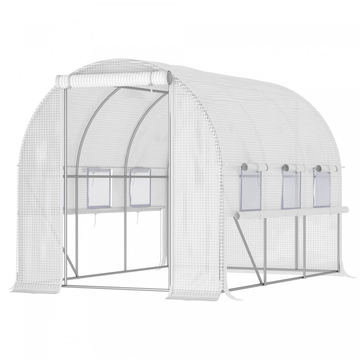 Outsunny 10' X 6.6' X 6.6' Walk-in Tunnel Greenhouse Pe Cover, Zipper Doors Roll-up Side Cover& Mesh