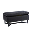 Emerson Fabric Studded Double Bench Ottoman Black Benches