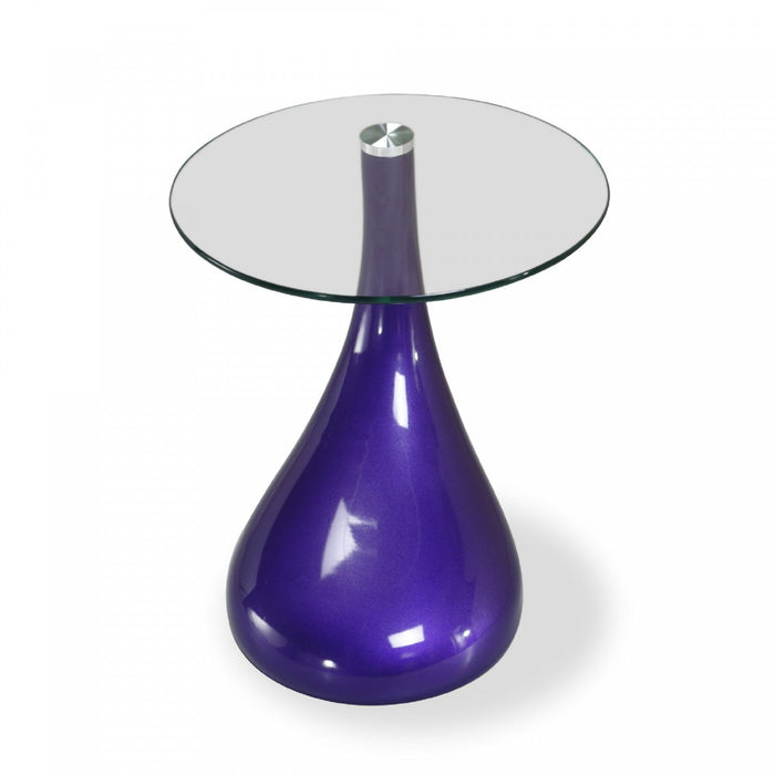 Lava Modern Glass Top End Table in Purple 