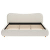 Camille Platform Bed with Curved Headboard and Luxurious Boucle Upholstery,King Size,White King Bed  