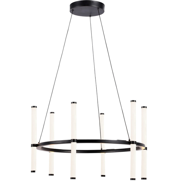 Dainolite Corvette Chandelier 36w Matte Black White Acrylic Diffuser Lamp