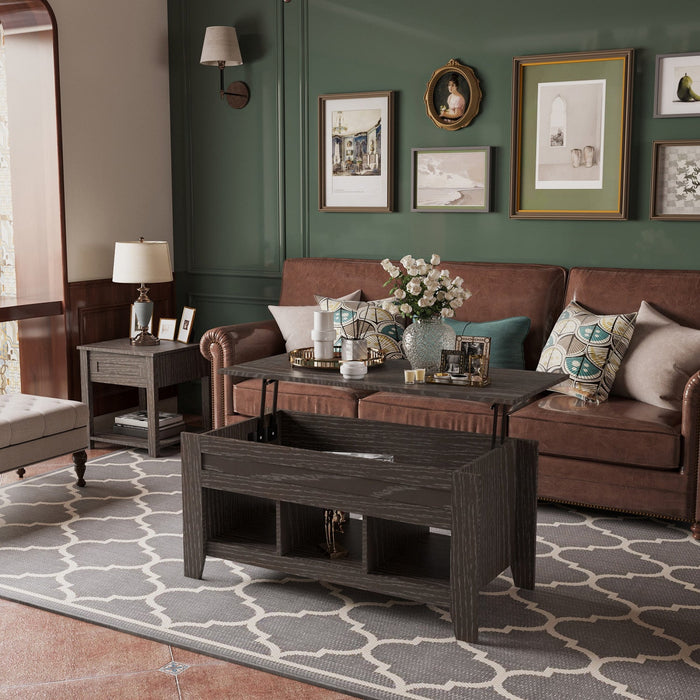 Strauss Lift-top Coffee & End Table Grey, Set Of 2 Occasional Table Package 