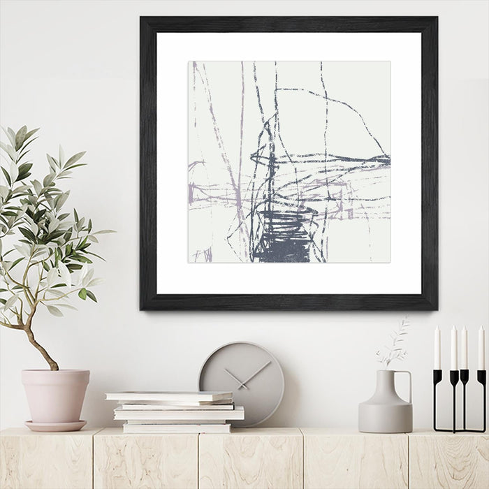 \"Chalk Doodles G\" Matted and Framed Black 36x36 Wall Art