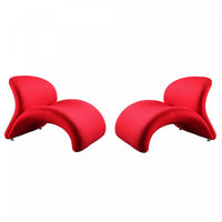 Rosebud Modern Wool Blend Accent Chair in Red - Set of 2 