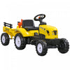 Aosom Ride On Excavator For Kids, Pedal Ride On Tractor With Back Storage Trailer, Shovel, Rake, Hor