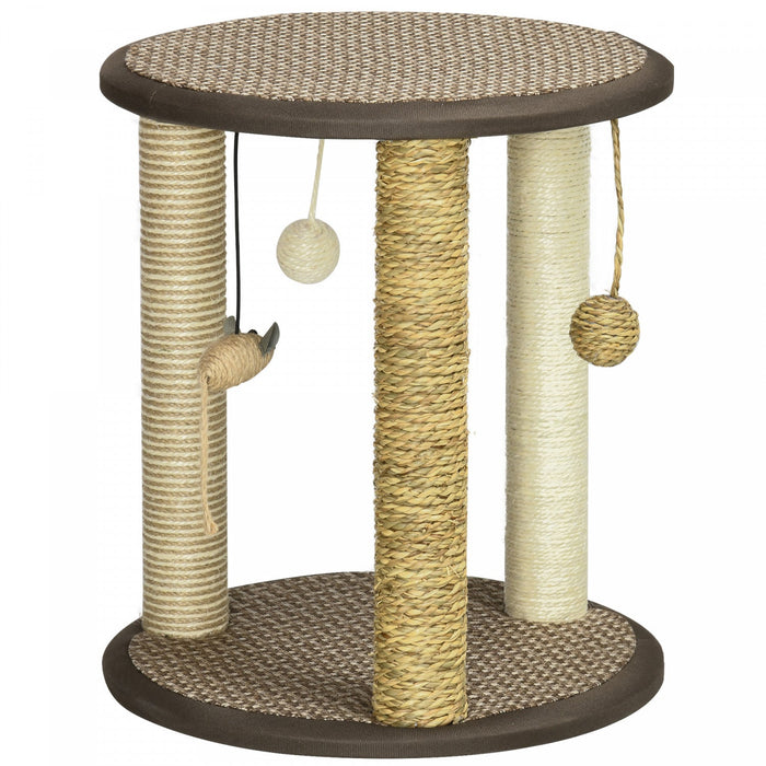Pawhut 17\" Cat Tree, Kitty Activity Centre With Hanging Toys, Cat Climbing Toy, Cat Tower With Jute,