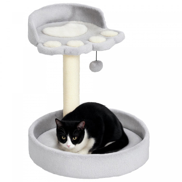 Pawhut 17" Cat Tree, Small Cat Tower With Sisal Scratching Post, Bed, Dangling Ball, Kitten Activity Centre, Light Grey