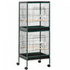 Pawhut 55.1\" 2 In 1 Bird Cage Aviary Parakeet House For Finches, Budgies With Wheels, Slide-out Tray