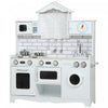 Qaba Play Kitchen for Kids, Pretend Kids Kitchen Playset with Switch Knob Sound, Built-in Clock, Washing Machine, Microwave and Towel Rack, for Toddlers Ages 3-6 Years Old, White