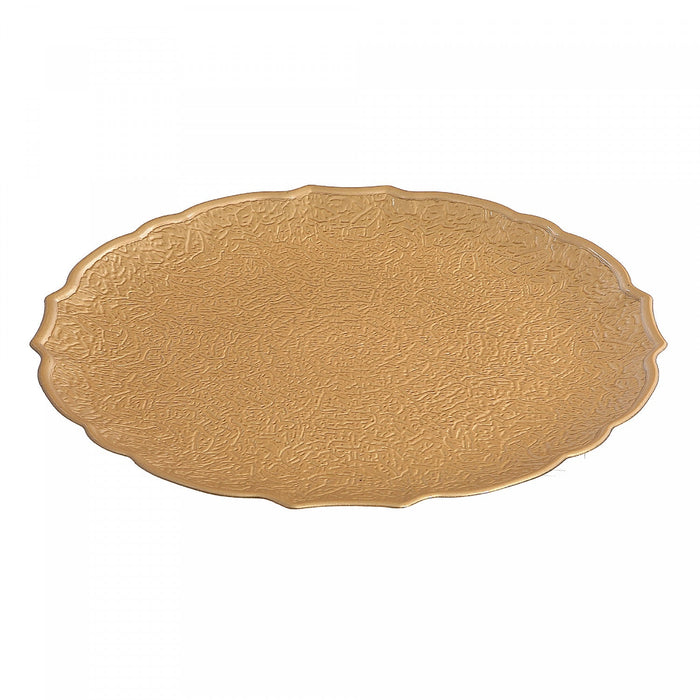 Round Serving Plate Textured Gold 13\" - Set of 6