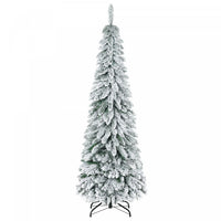 Homcom 6' Downswept Slim Snow Artificial Christmas Tree With Steel Base