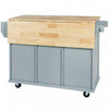 Margery Rubberwood Kitchen Cart With Drop-leaf Countertop And Storage Racks - Blue 