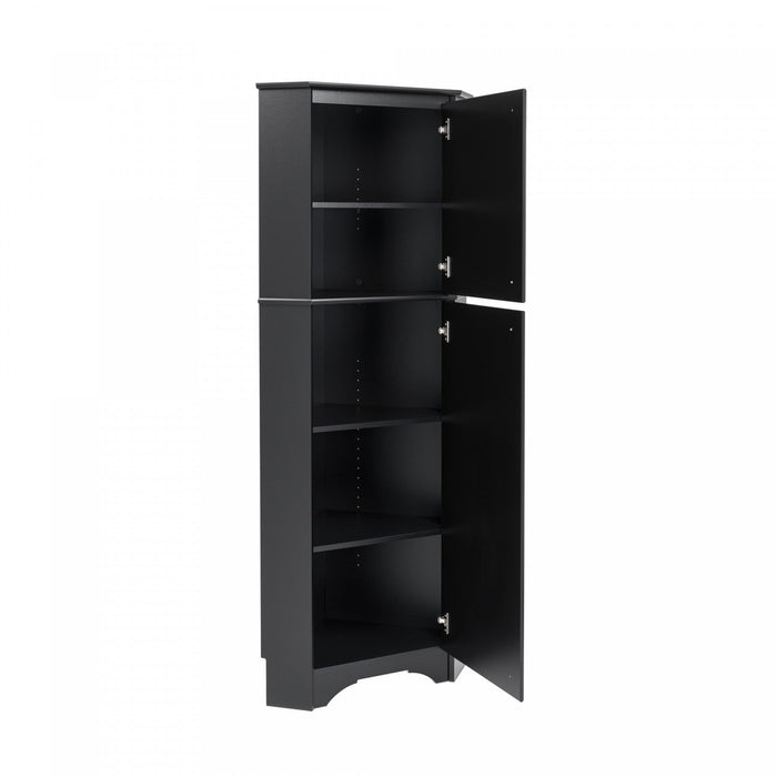 Elite Tall 2-Door Corner Storage Cabinet - Black