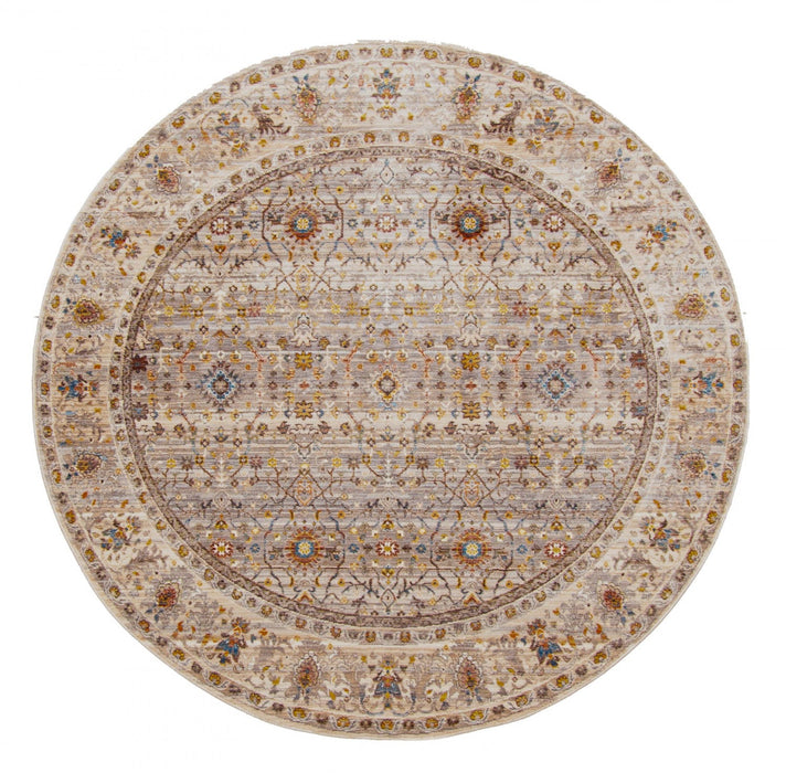 Zaina Traditional 5'0\" x 5'0\" Area Rug in Grey Indoor Area Rug 