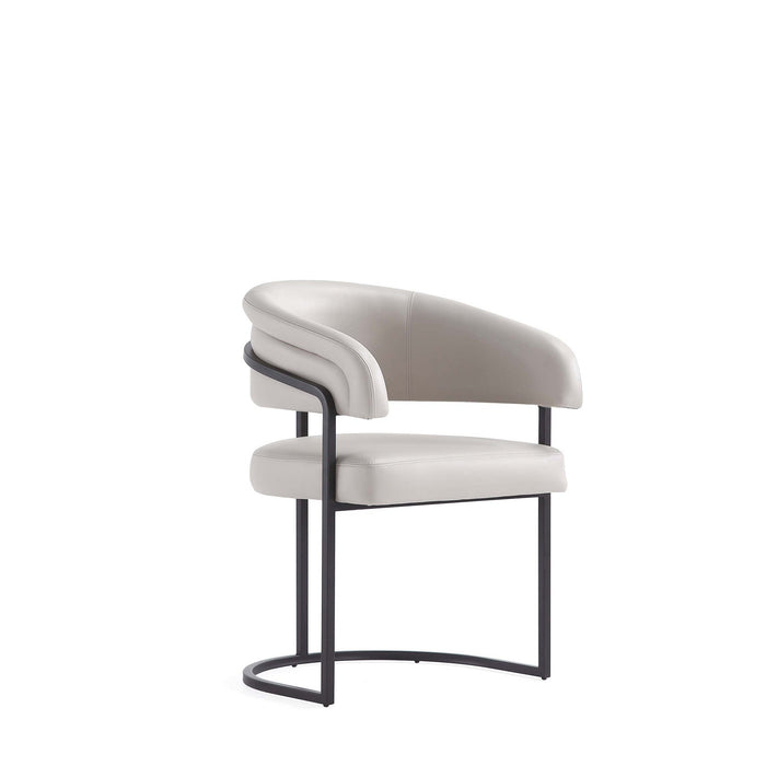 Augusta Modern Metal Vegan Leather Dining Chair in Light Gray 