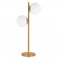 Dainolite Folgar 2 Light Table Lamp Aged Brass Finish Opal White Glass