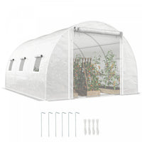 Outsunny Walk-in Tunnel Greenhouse w/ Support Rods, Plant Hot House, White