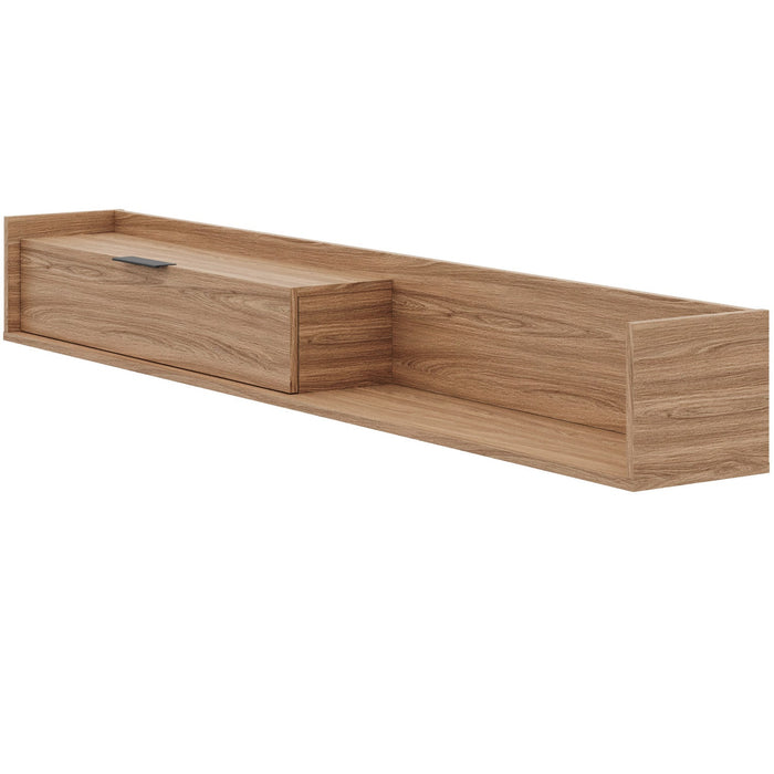 Nordika Slim 72\" Wall-Mounted TV Stand with Storage Cabinet - Light Walnut 
