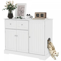 Pawhut Cat Litter Box Enclosure, Hidden Litter Box Furnitrue Indoor Cat House With Drawer, Storage,
