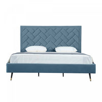Crosby Modern Upholstered Velvet King Bed in Blue 