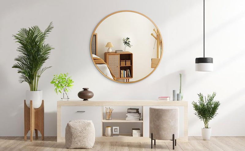 Arcus 30\" X 30\" Hand Crafted Round Mirror - Gold