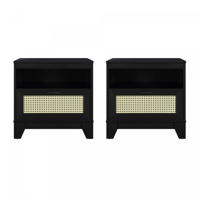 Sheridan Mid-Century Modern 22\" Nightstand in Black (1-Drawer) - Set of 2 
