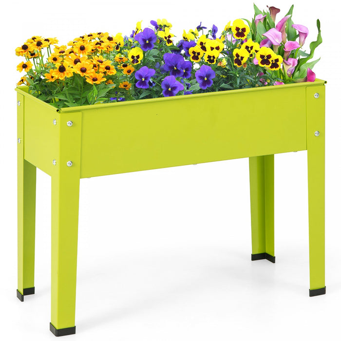 Costway 24" Raised Garden Bed With Legs Metal Elevated Planter Box Drainage Hole Backyard Green
