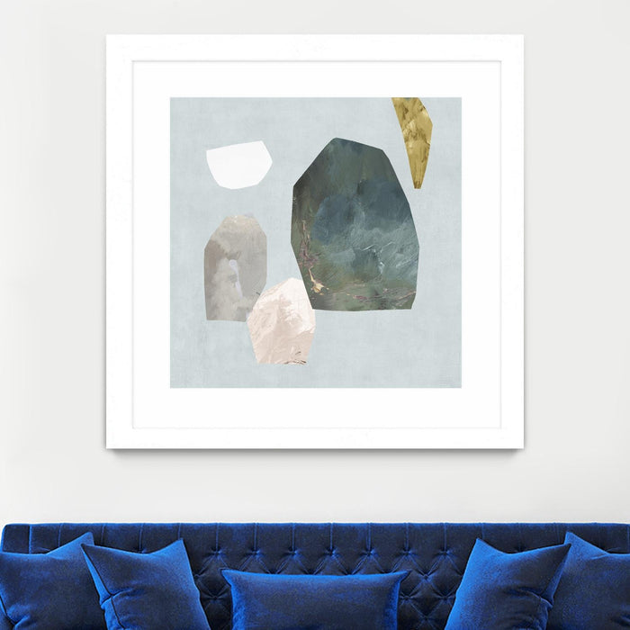 \"Assembly I\" Matted and Framed White 36x36 Wall Art