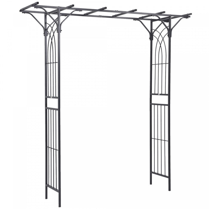 Outsunny 7ft Metal Garden Arch Outdoor Walkway Arbor For Decorative Climbing Plants Patio Lawn Backy