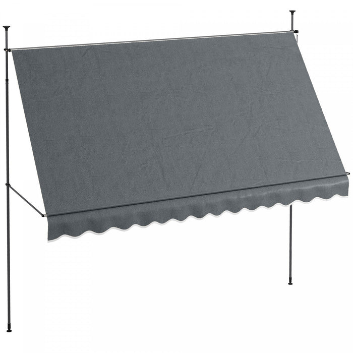 Outsunny 11.5' X 4' Manual Retractable Awning, Non-screw Freestanding Patio Sun Shade Shelter With S