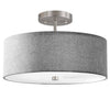 Dainolite Everly 3 Light Semi-flush Mount Satin Chrome Finish Grey Shade Lamp