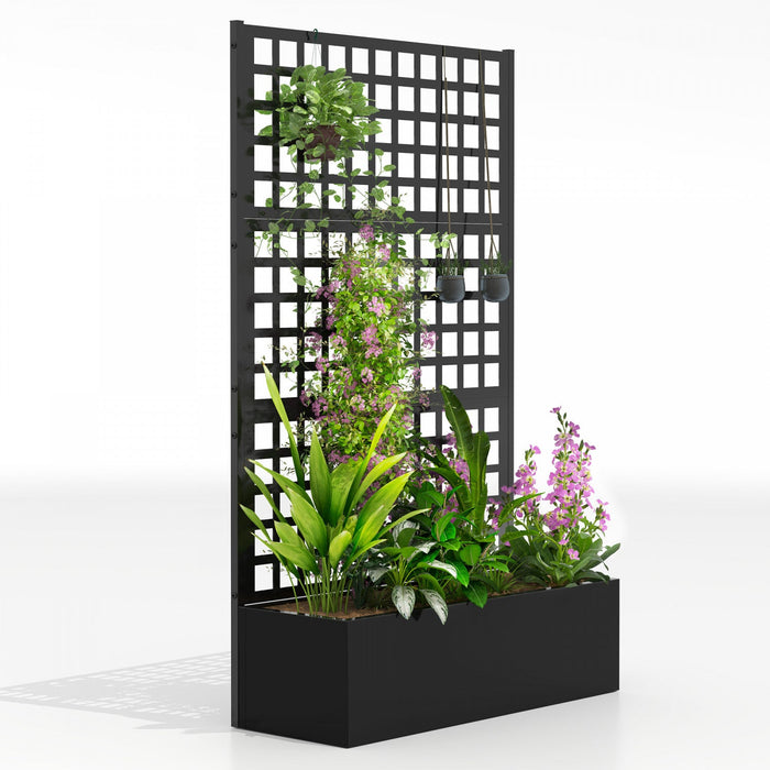 Outsunny Galvanized Planter Box with Trellis, 43" x 16" x 70"
