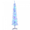 Homcom 6' Slim Artificial Christmas Tree With Colourful Led Lights, White