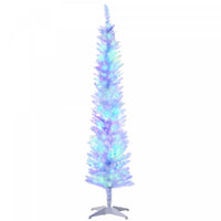 Homcom 6' Slim Artificial Christmas Tree With Colourful Led Lights, White