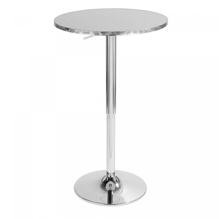 LumiSource Bistro Contemporary Adjustable Round Bar Dining Table - Silver