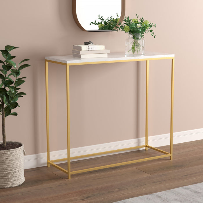 31” Modern Console Table - Marble With Gold Metal 