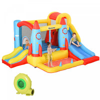 Outsunny Bouncy Castles For Kids Inflatable Water Slide Trampoline, 4 In 1 Bounce House With 450w Ai