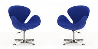 Raspberry Modern Upholstered Swivel Lounge Chair in Blue - Set of 2 Accent Chair 