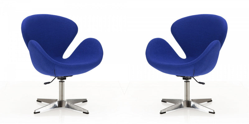 Raspberry Modern Upholstered Swivel Lounge Chair in Blue - Set of 2 Accent Chair 
