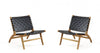 Maintenon Industry Chic Wood Vegan Leather Accent Chair in Black and Natural - Set of 2 