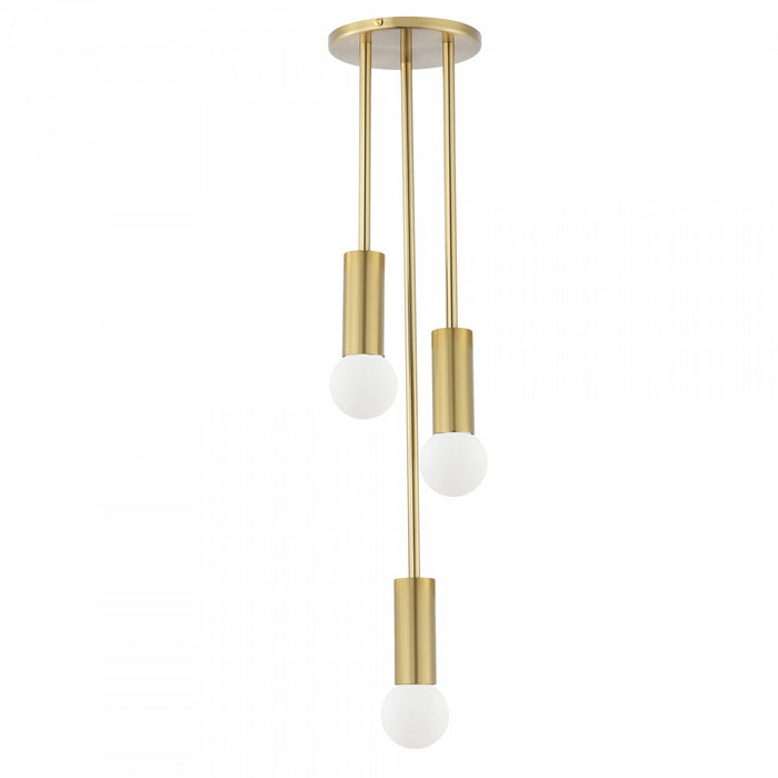 Dainolite Adams 3 Light Pendant Aged Brass Lamp
