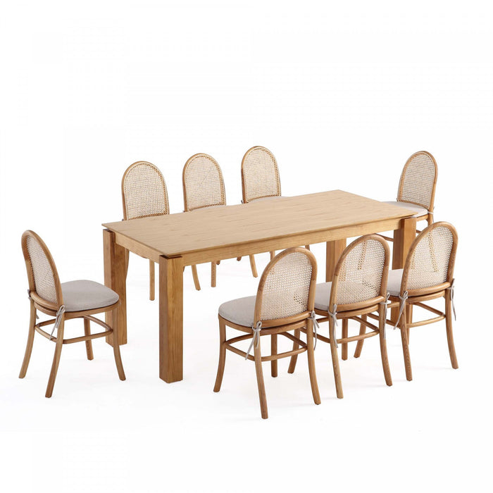 Paragon and Rockaway Modern Industry Chic 9-Piece Dining Set in Oatmeal and Natural Dining Room Set 