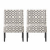 Oliver Linen-look Fabric Accent Chair Set Of 2 With Rubberwood Legs,Grey and Ivory 