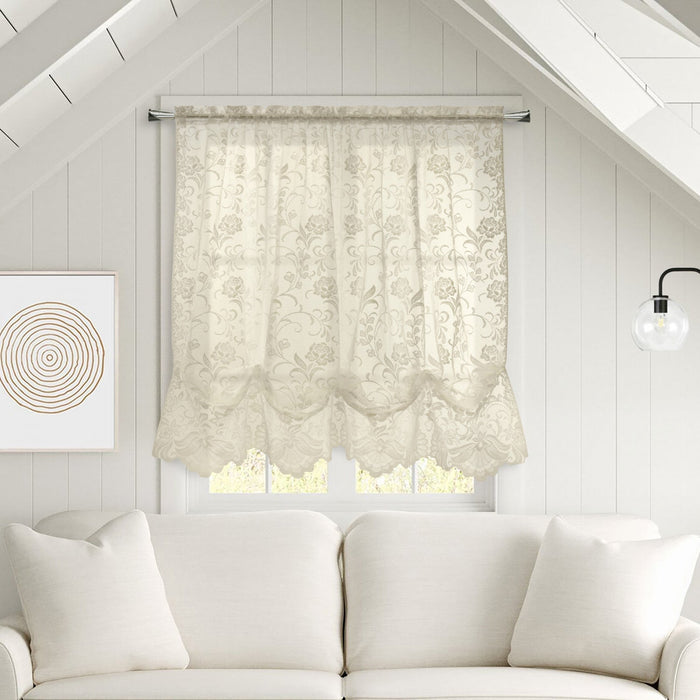 Habitat Limoges Ivory Sheer Rod Pocket Balloon Curtain - 55 x 63