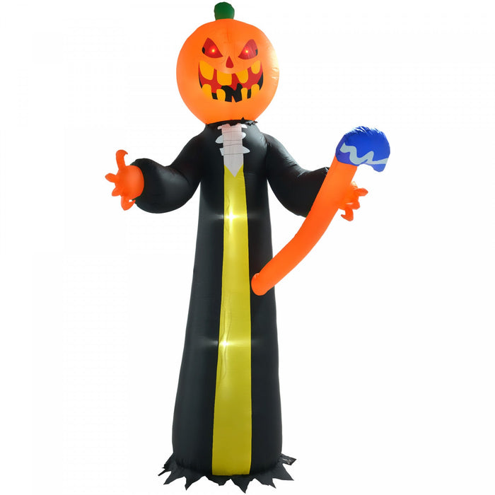 Homcom 10ft Halloween Inflatable Pumpkin Ghost With Hammer, LED Display