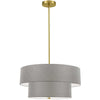 Dainolite Everly 4 Light 2 Tier Pendant Aged Brass Finish Grey Shade Lamp