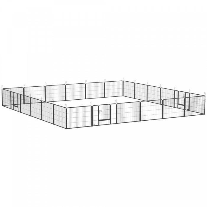 Pawhut Heavy Duty Dog Playpen, 24 Panel 24\" Height Metal Pet Puppy Exercise Pen, Diy Design, Outdoor